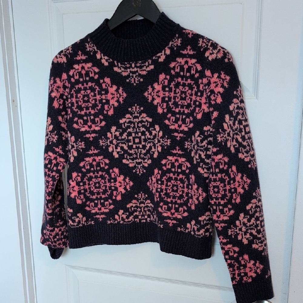Rachel Zoe Black and Pink Cowl Neck Sweater